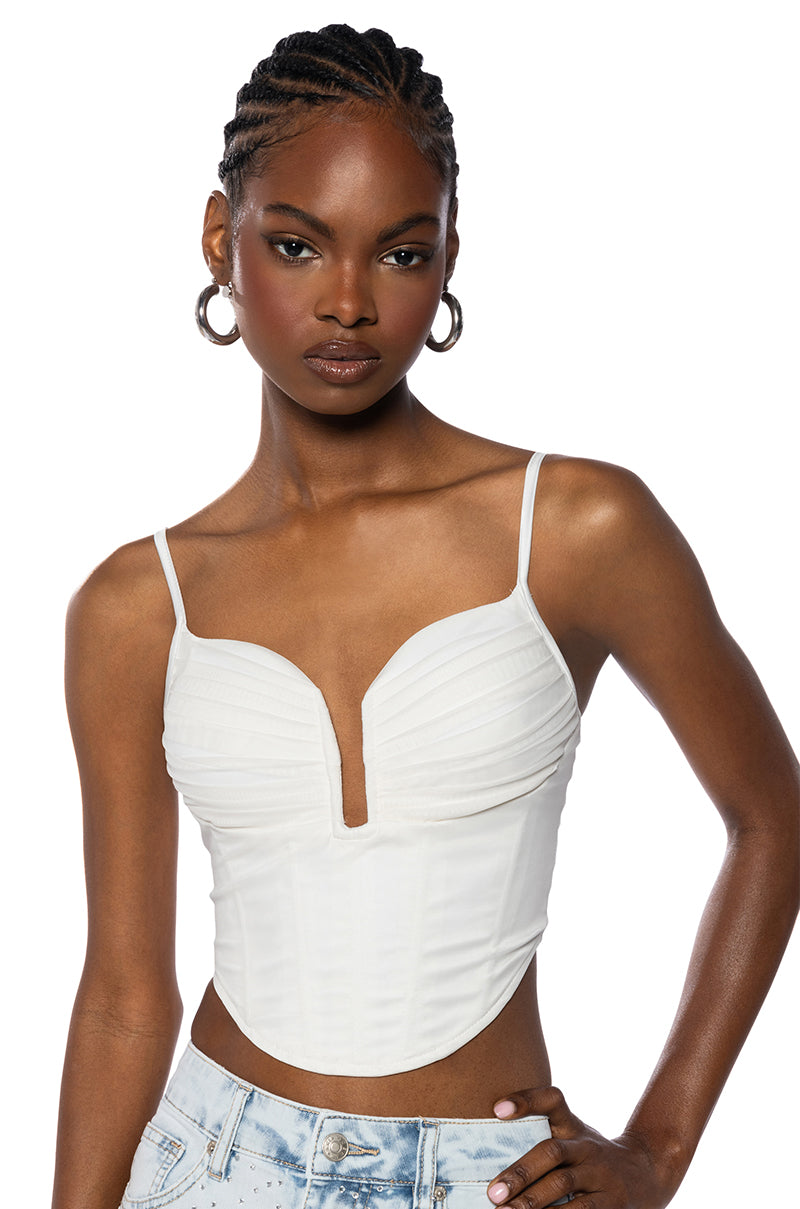 Front View Sexy Sweet Mesh Corset Tank