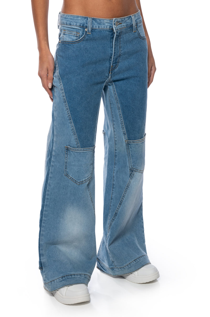 Side View Shades Of Blue Relaxed Fit Jeans