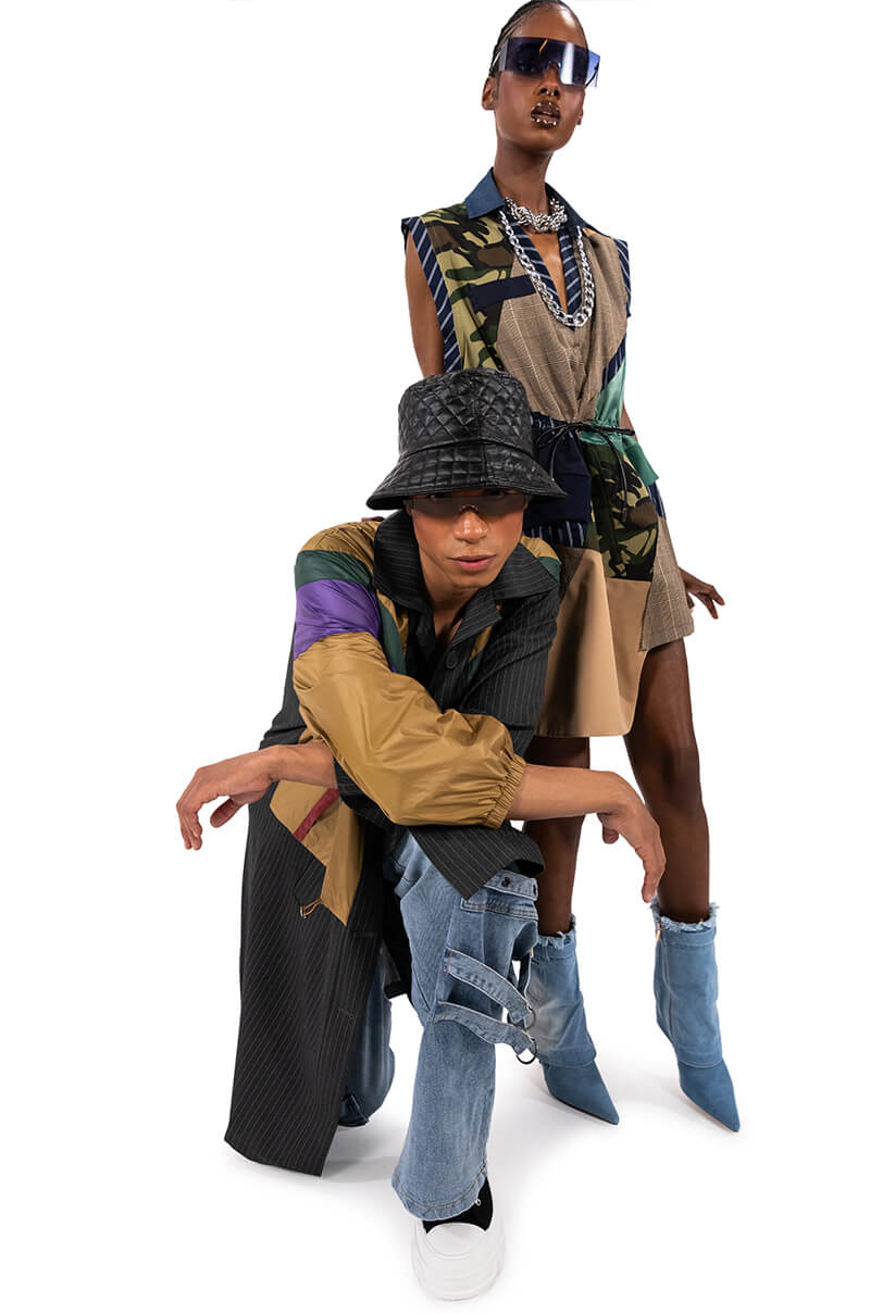 Extra View Shae Sleeveless Patchwork Mini Dress