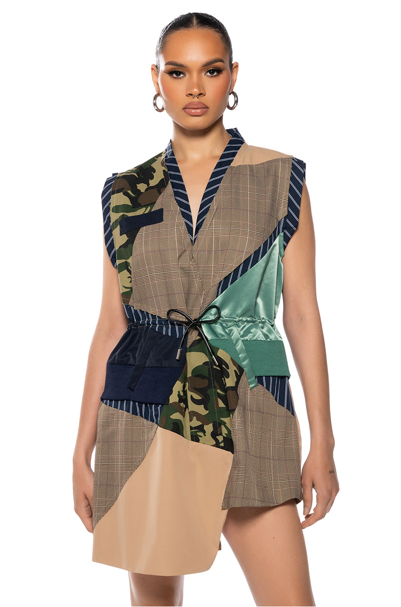 SHAE SLEEVELESS PATCHWORK MINI DRESS view 0