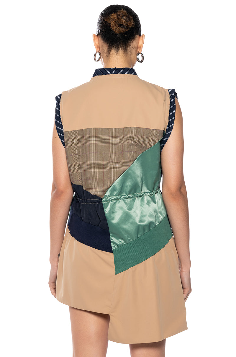 Extra View Shae Sleeveless Patchwork Mini Dress