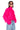 Front View Shaggy Knit Crop Turtleneck In Fuchsia