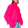 Front View Shaggy Knit Crop Turtleneck In Fuchsia