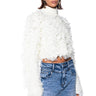 Front View Shaggy Knit Turtleneck In Ivory
