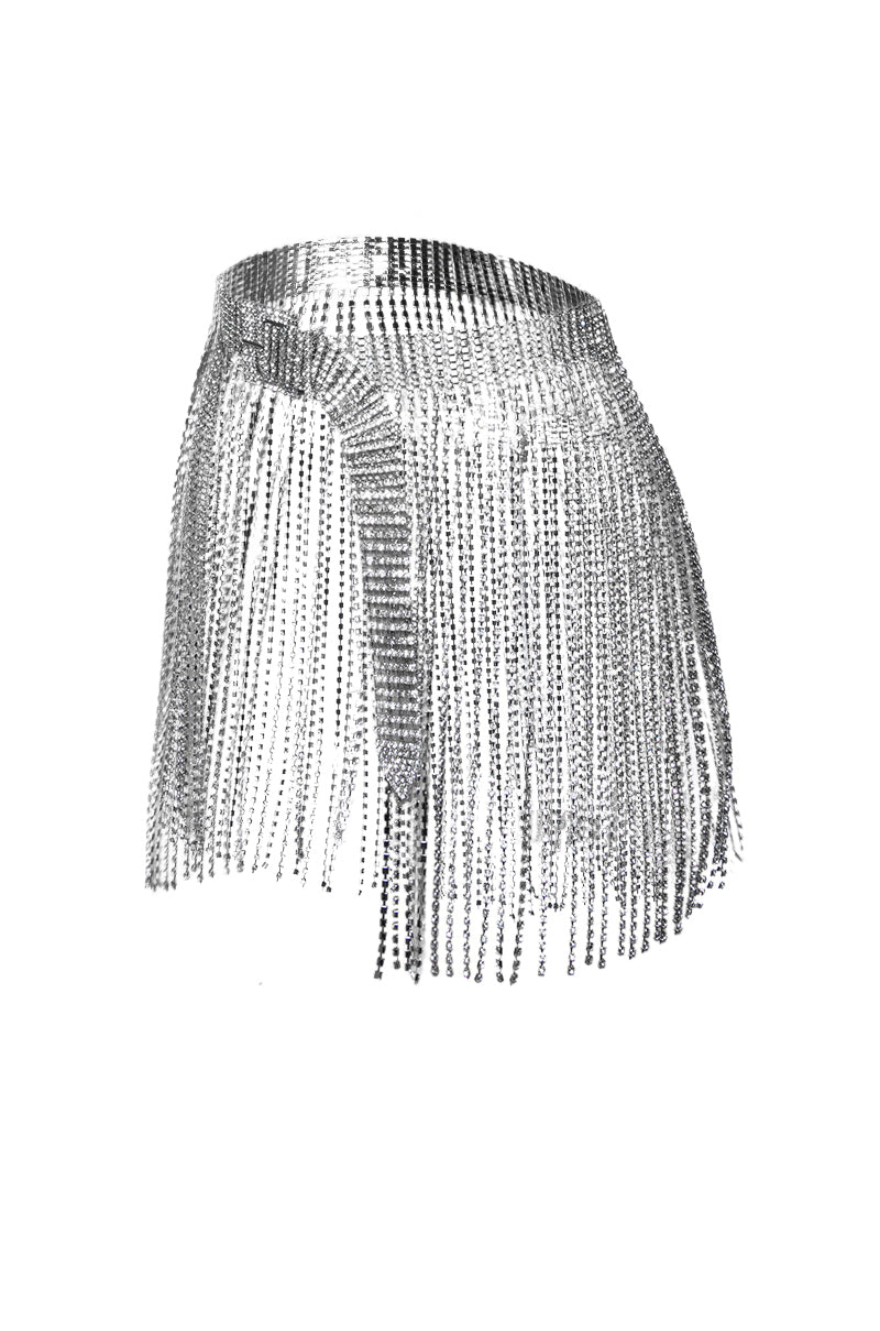 Back View Shake A Tail Feather Rhinestone Fringe Skirt Belt 2