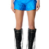 Front View Shake It Up Faux Leather Ruffled Short