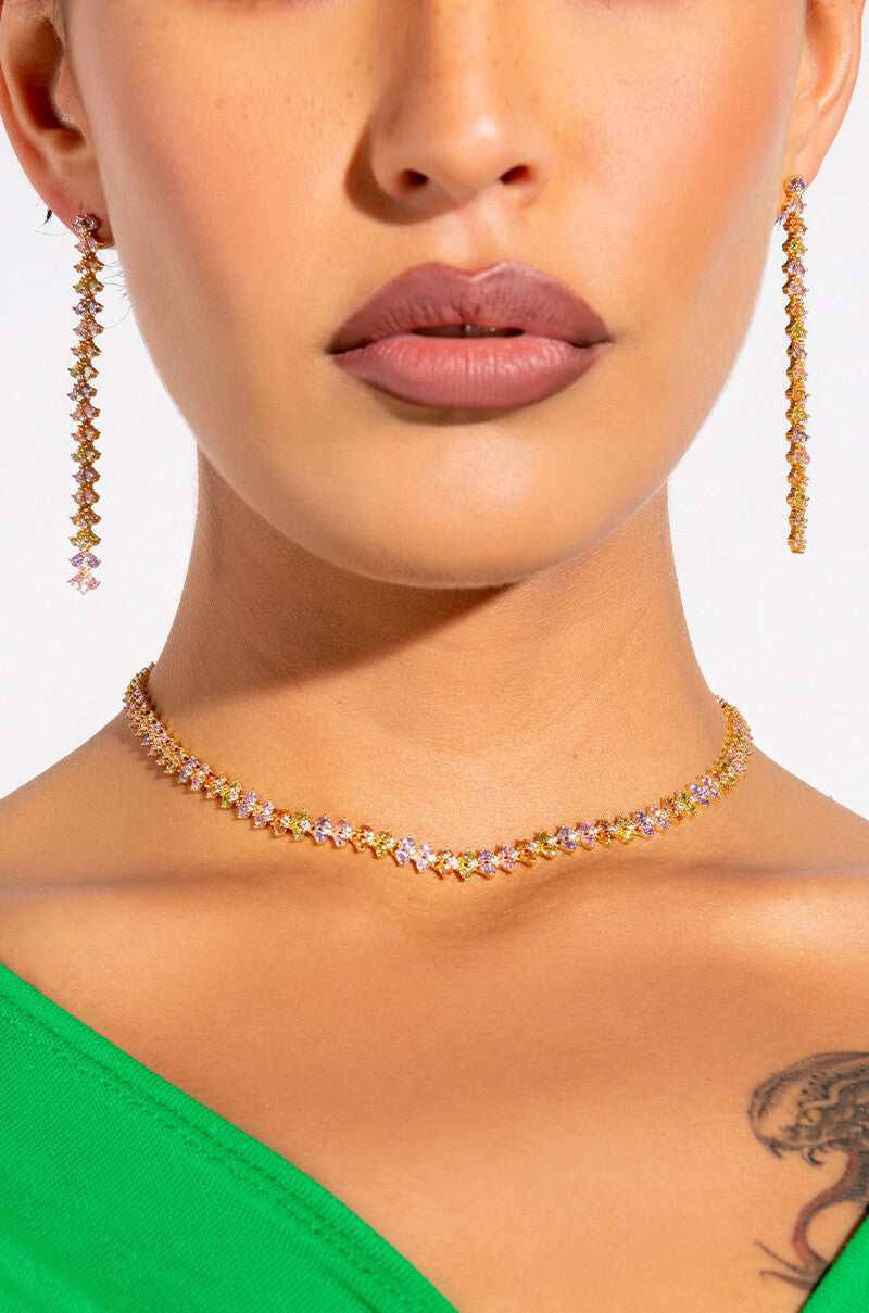 Front View Shame On Me Tennis Cz Necklace