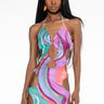 Front View She Aint Me Mini Dress With Cut Outs