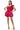 Side View She Is Beauty Satin Brocade Ruffle Mini Dress In Pink Multi