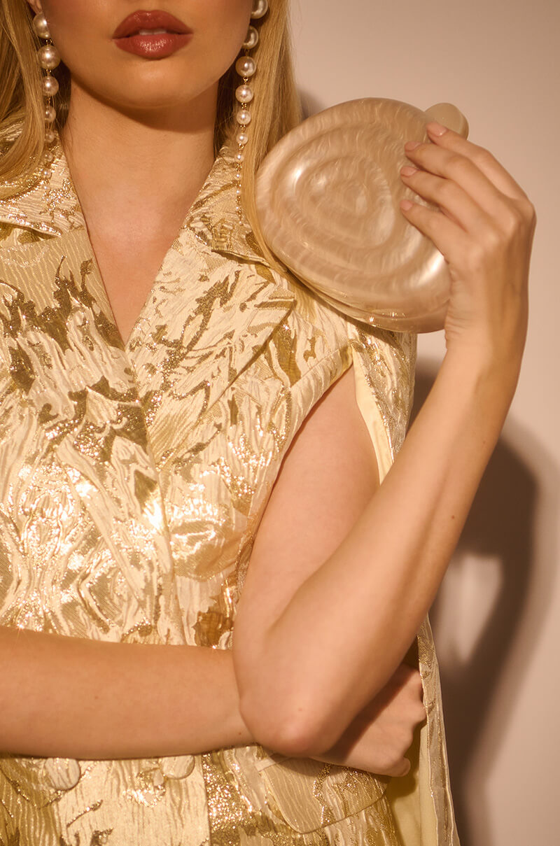 Front View She Sells Sea Shells Acrylic Clutch