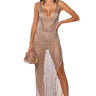 Front View Sheer Delight Metallic Knit Maxi Dress