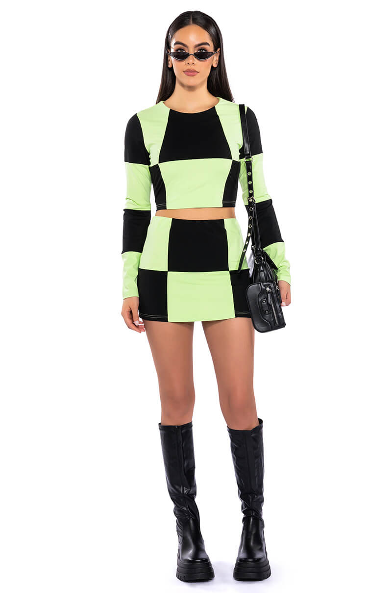 Back View Shego Soft Stretch Long Sleeve Crop Top