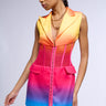 Front View Sherbert Ombre Mesh Corset Sleeveless Blazer Dress