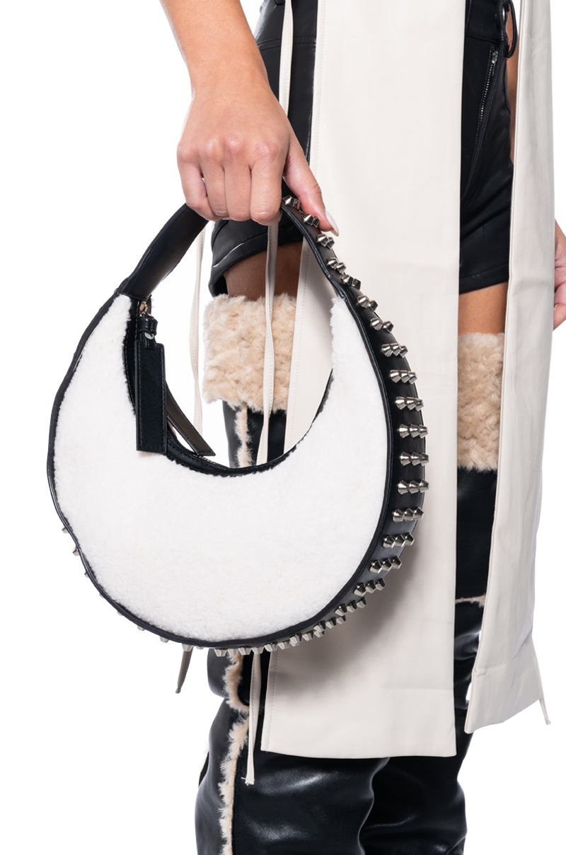 Front View Sherpa Moon Purse