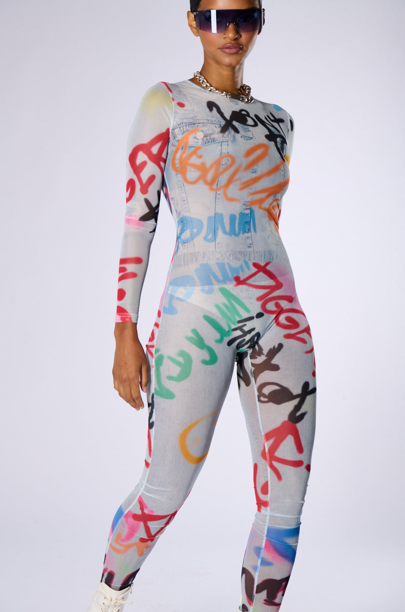 SHES ARRIVED GRAFFITI JUMPSUIT view 0