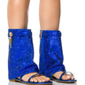 Front View Shes Different Rhinestone Sheath Sandal In Blue