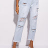 Front View Shes Genuine High Rise Distressed Mom Jeans