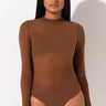 Front View Shes Gotta Have It Mesh Bodysuit  in Tan