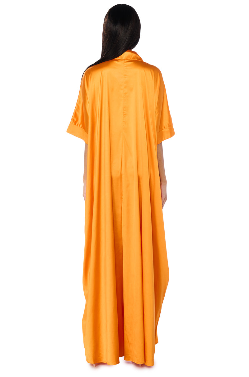 Full View Shes Rich Oversized Satin Jumpsuit In Orange 11