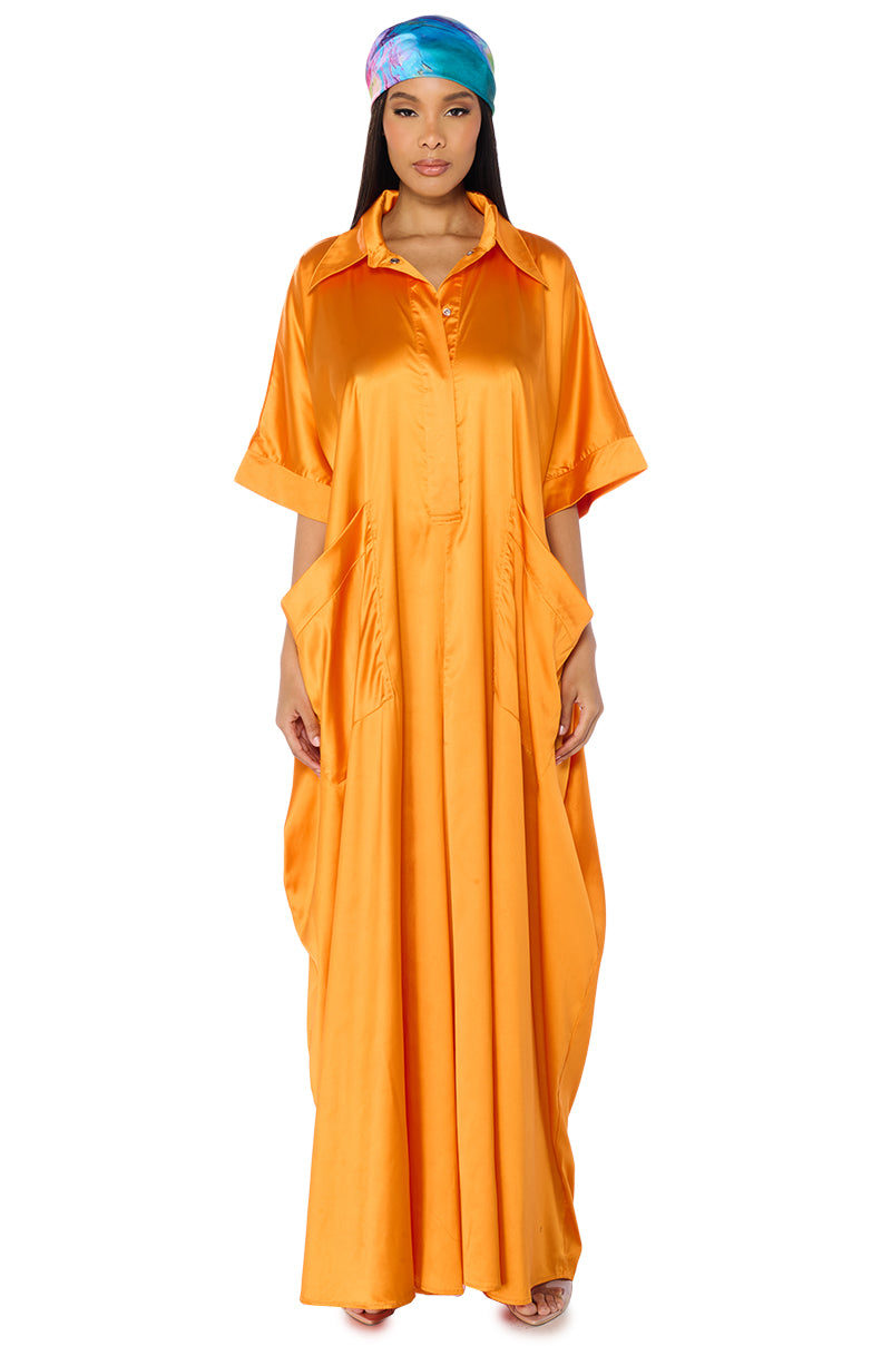 Extra View Shes Rich Oversized Satin Jumpsuit In Orange 13