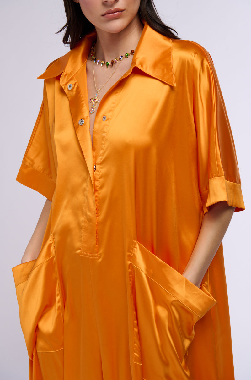 Extra View Shes Rich Oversized Satin Jumpsuit In Orange 6