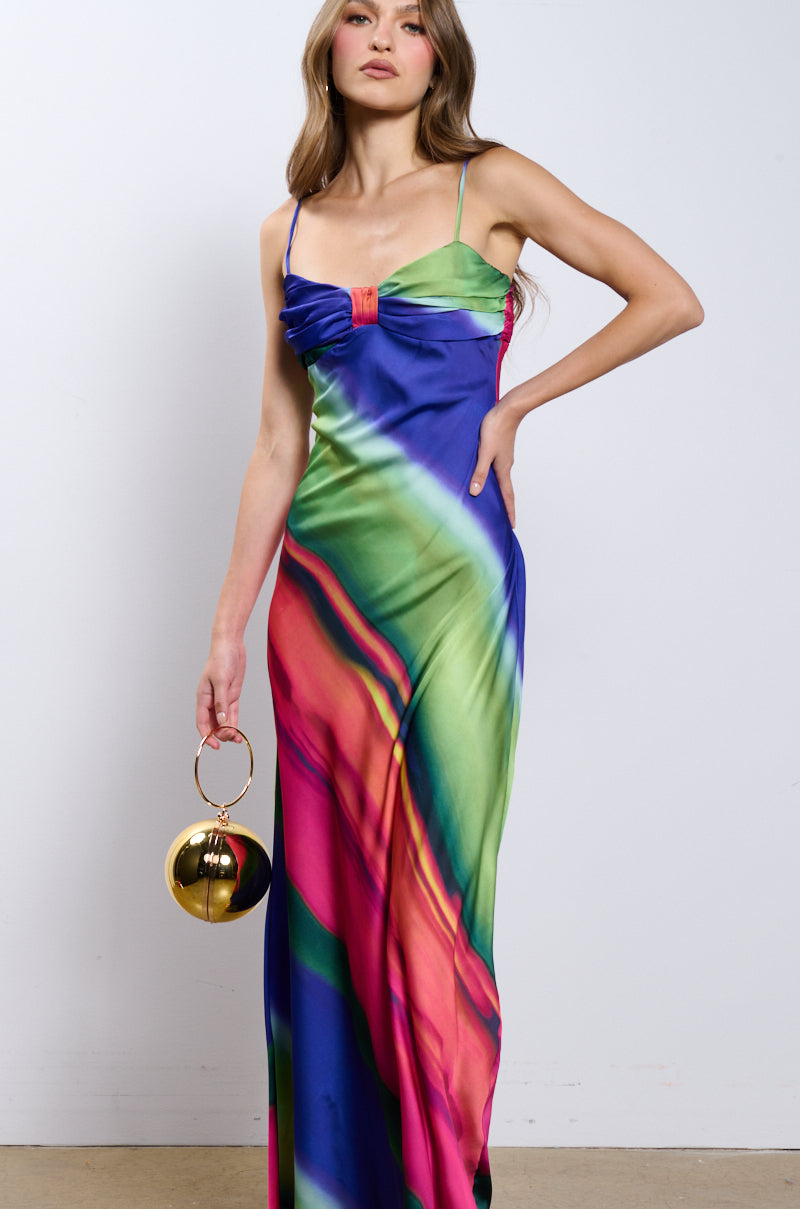 Front View Shes That Girl Printed Midi Dress