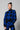 Front View Shh Houndstooth Long Sleeve Knit Sweater in Blue Multi