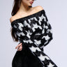 Front View Shimmer Off The Shoulder Cropped Sweater