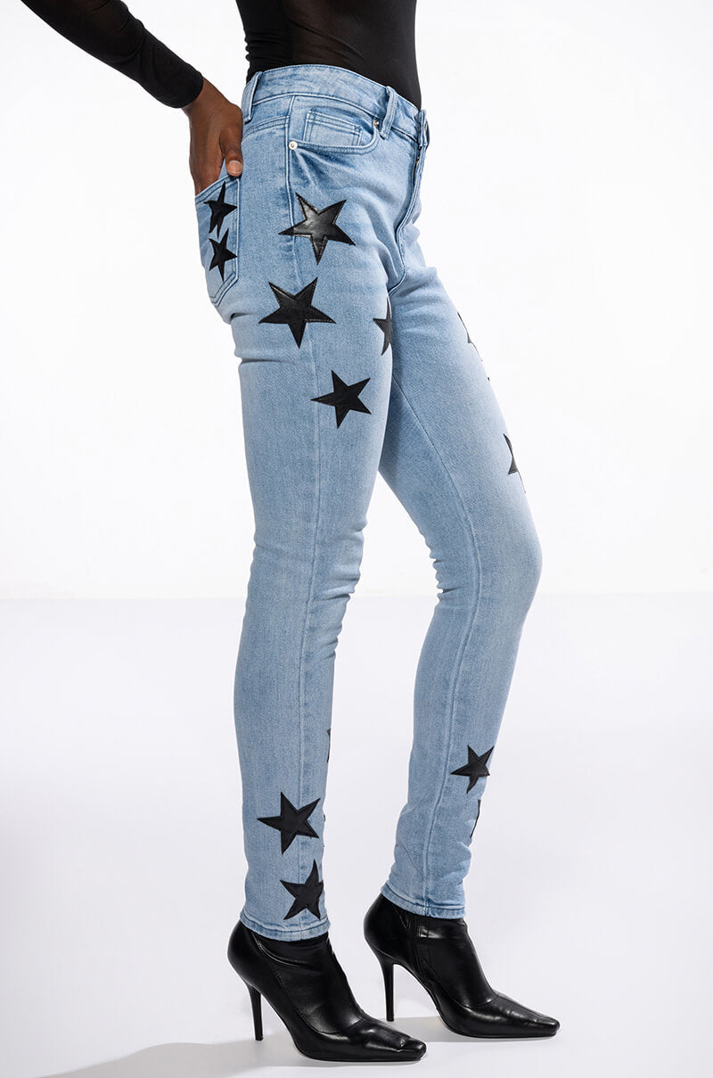 Side View Shining Star Patch Detail High Rise Skinny Jean view 2