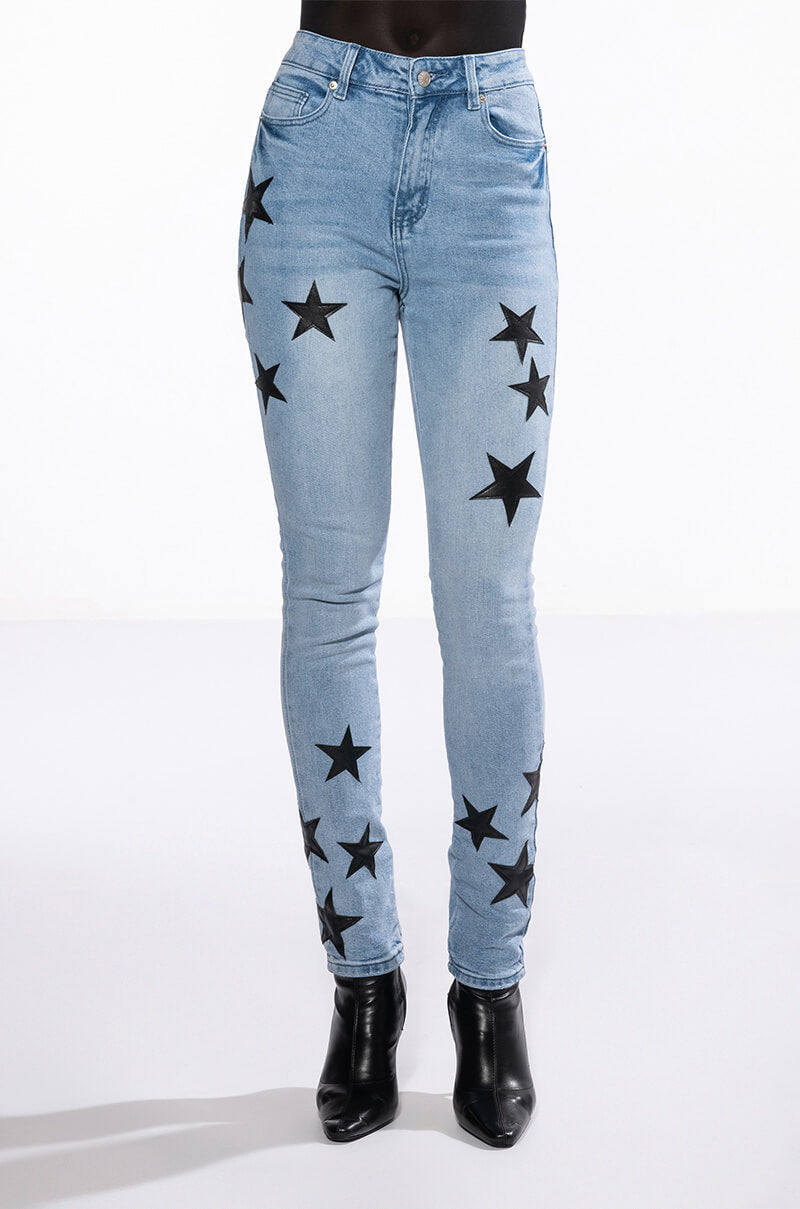 Full View Shining Star Patch Detail High Rise Skinny Jean view 5