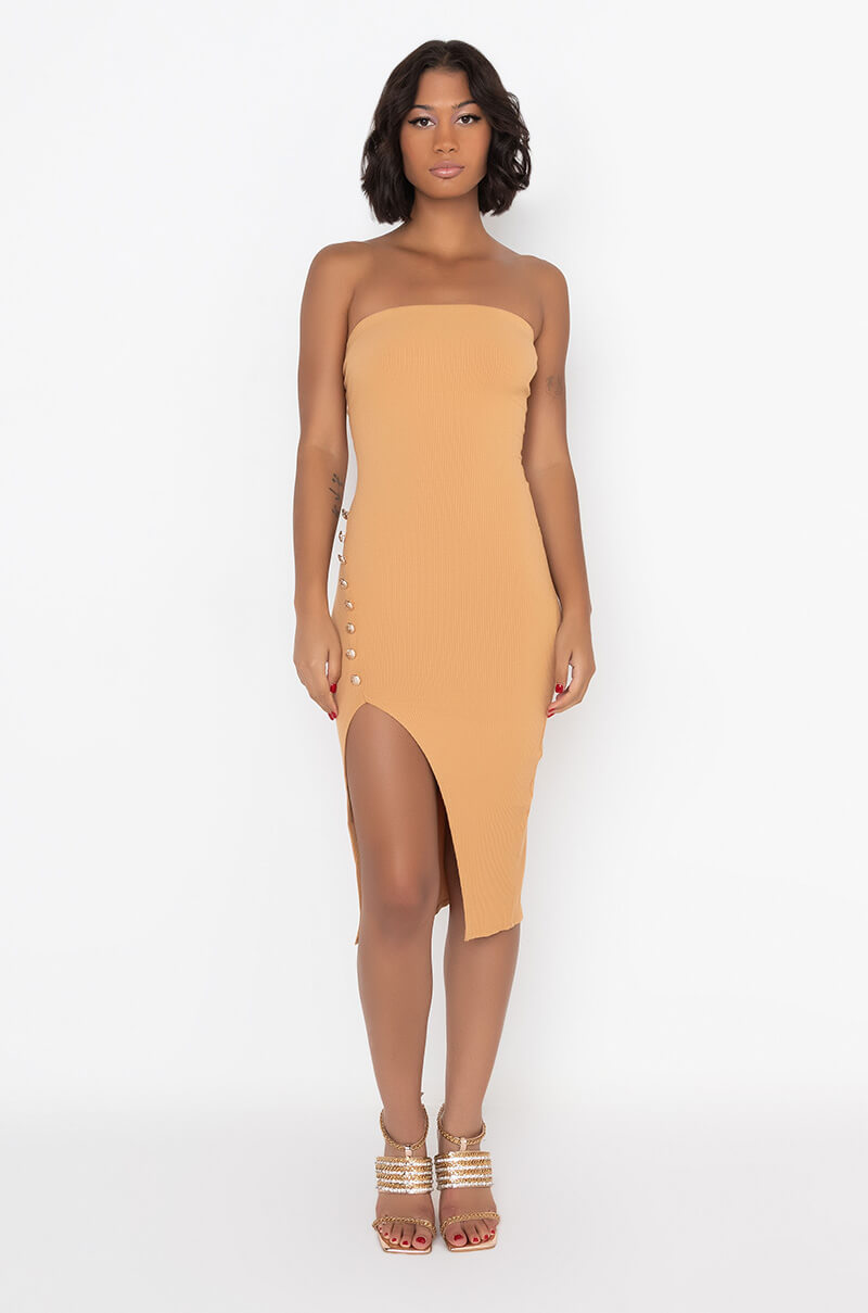 Back View Shoot For The Stars Cross Front Strapless Midi Dress