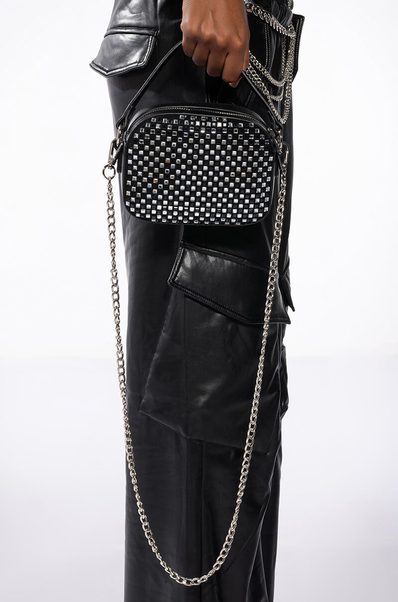 Side View Shortie Embellished Black Purse 1