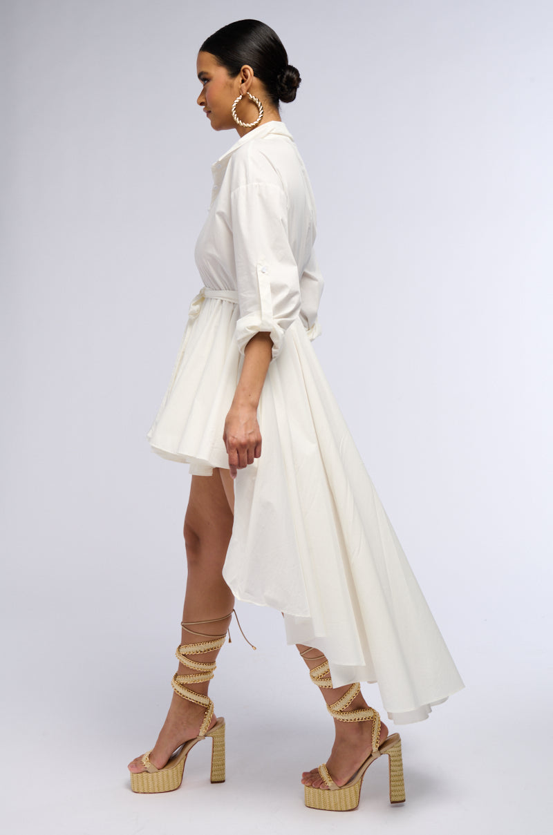 Side View Show A Little Leg Poplin High Low Dress