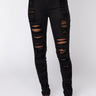 Front View Show Me Baby Distressed Skinny Jeans in Black