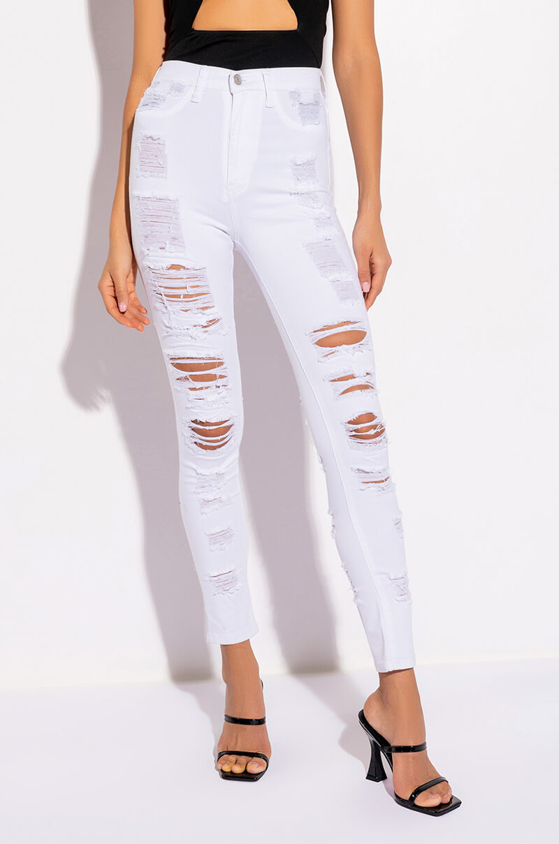 Front View Show Me Baby Distressed Skinny Jeans