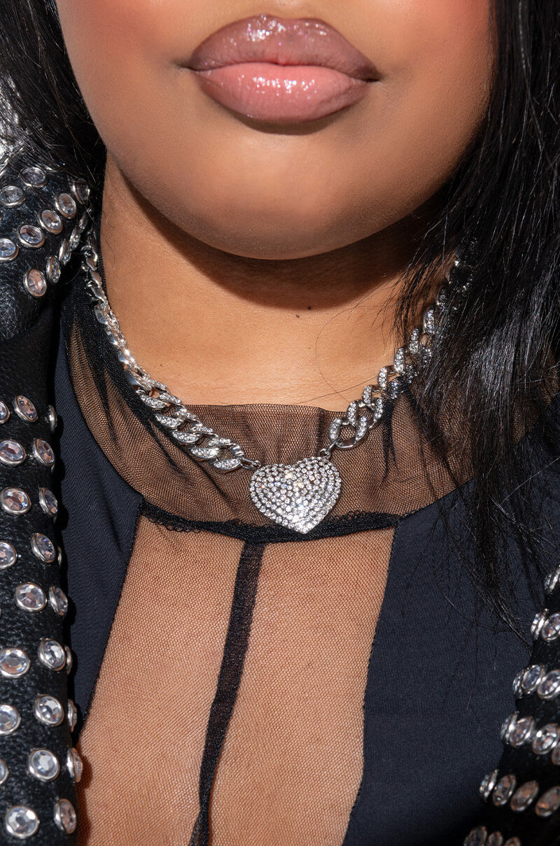 Front View Show Me Love Pave Heart Choker