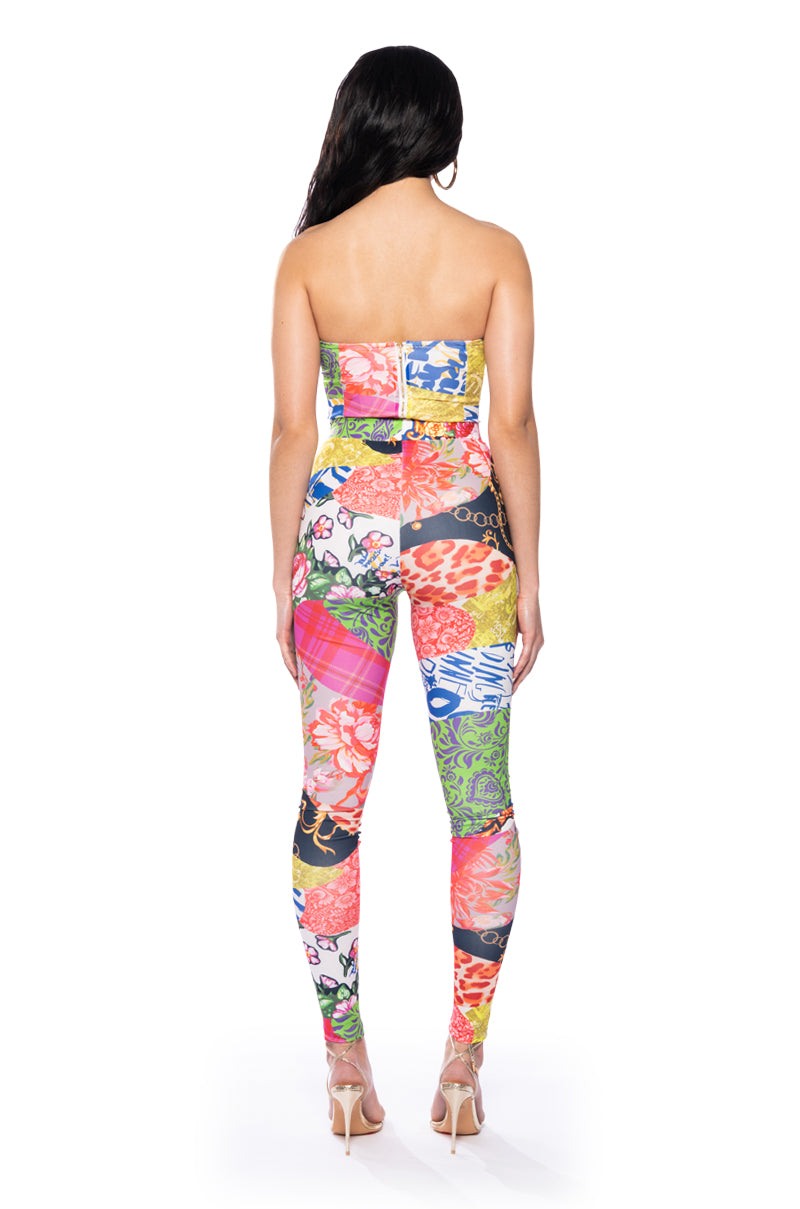 Extra View Show Off Lace Up Corset And Pant Set