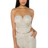 Front View Show Off Season Ruched Corset Top In Silver