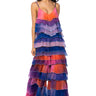 Front View Show Out Sleeveless Tiered Ruffle Chiffon Jumpsuit