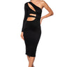 Front View Show Stopper Cut Out Midi Dress In Black