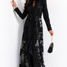 Front View Showout Long Sleeve Lace Maxi Dress in Black