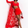 Front View Showout Long Sleeve Lace Maxi Dress in Red