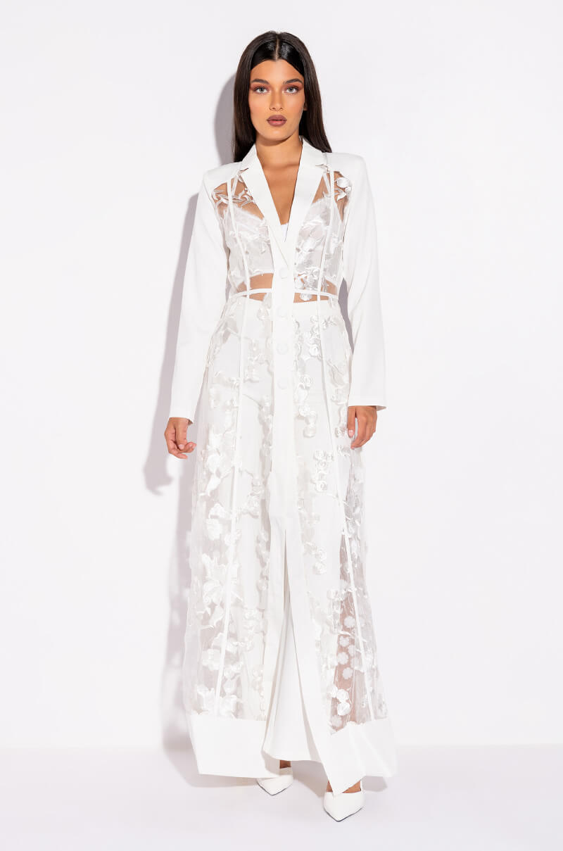 Front View Showout Long Sleeve Lace Maxi Dress