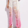 Front View Shredded High Waist Knit Pants