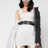 Front View Shy Girls Only Ribbed Tank Dress in White