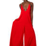 Front View Sicily Sleeveless Wide Leg Jumpsuit In Red