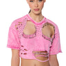 Front View Sid Distressed Studded Short Sleeve T Shirt In Pink