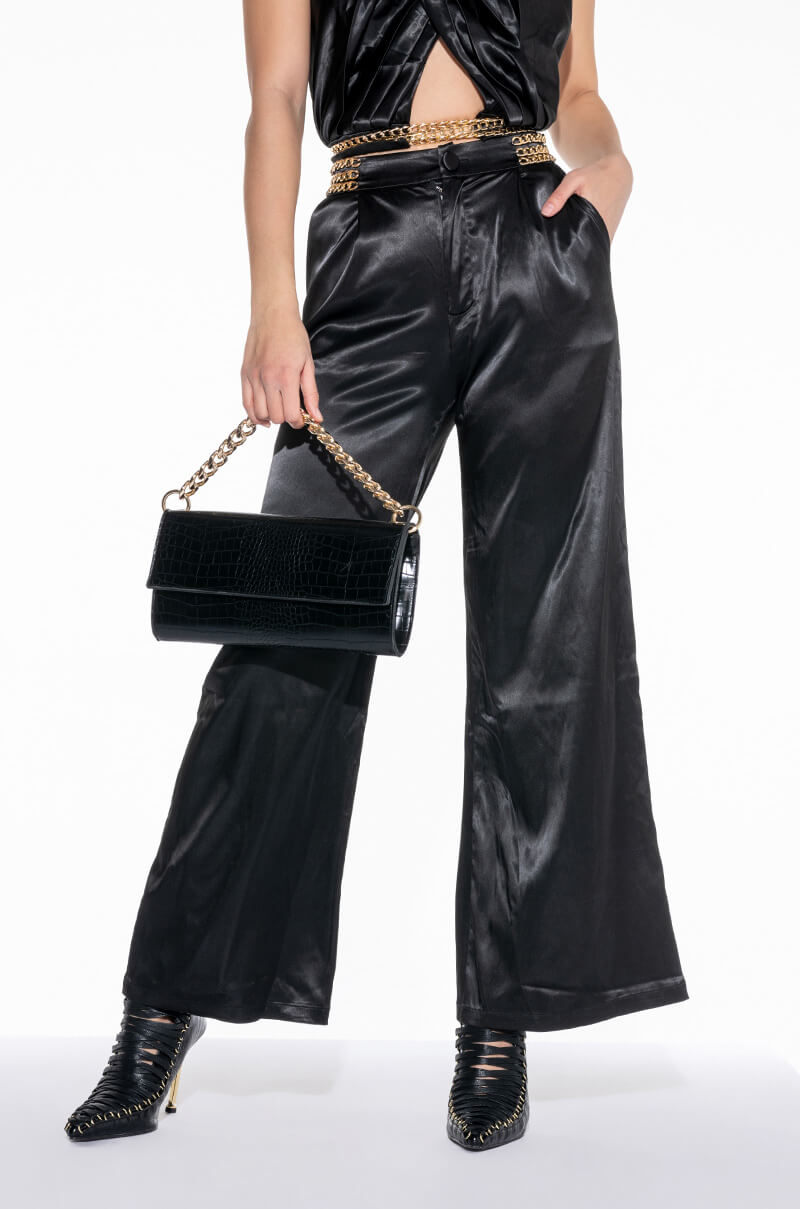 Front View Sil Vous Plait Chain Detail Palazzo Pant