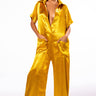 Front View Silent Dreamer Short Sleeve Satin Jumpsuit