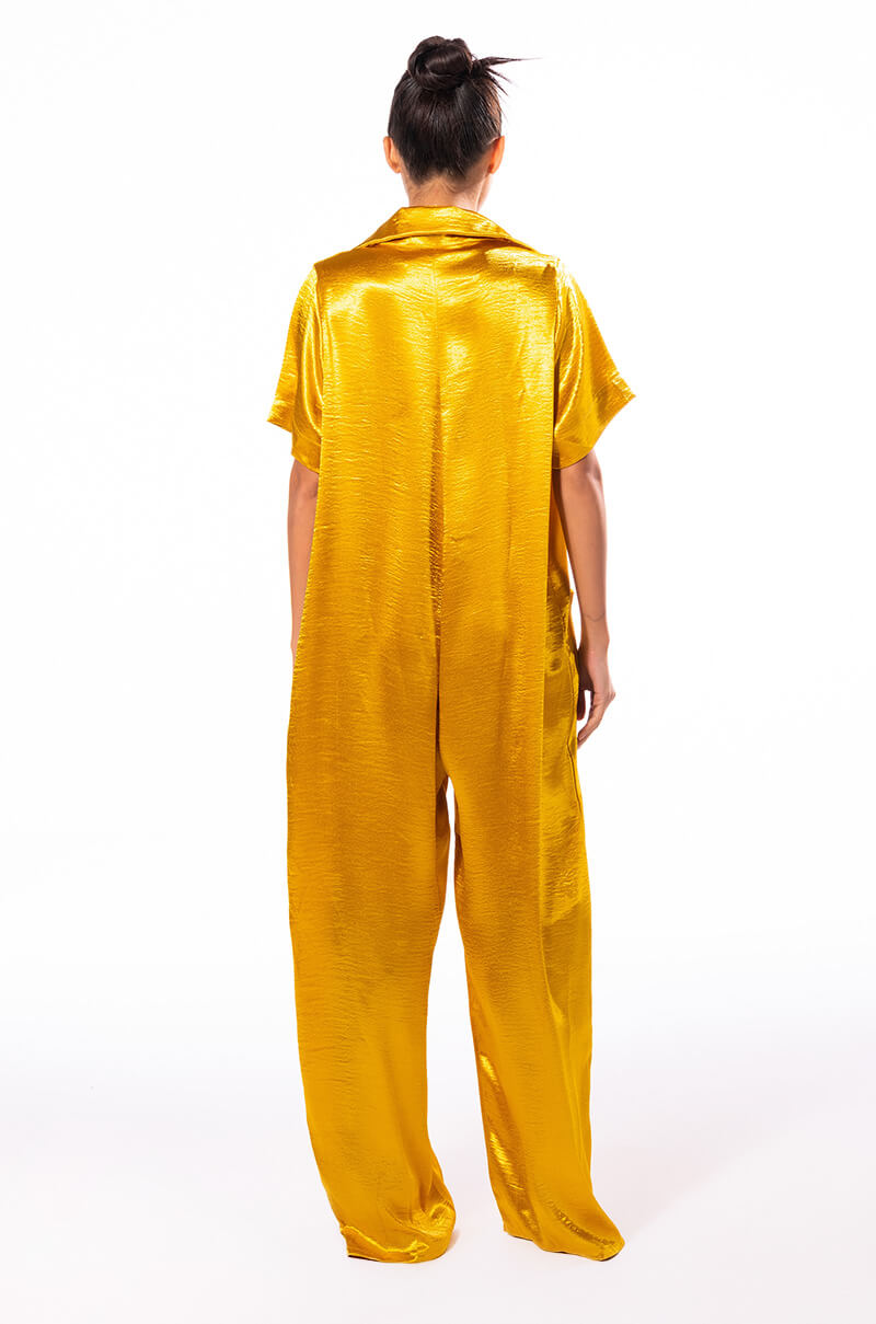 Full View Silent Dreamer Short Sleeve Satin Jumpsuit